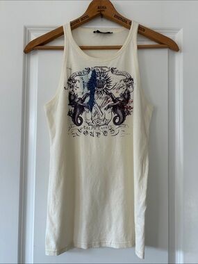 Ralph Lauren Mythical Creatures Graphic Racerback Tank Sz L w MEASUREMENTS